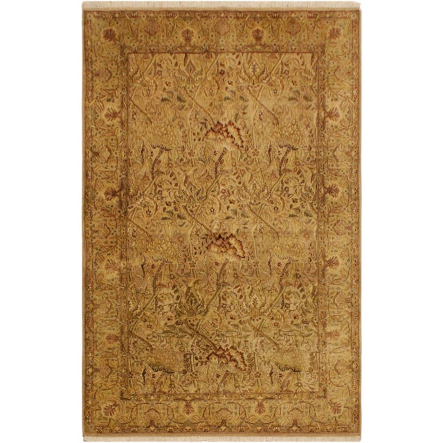 Textile 1980s Semi Antique Tan/Gold Hand-Knotted Rug -4'2 X 6'2 For Sale - Image 7 of 9