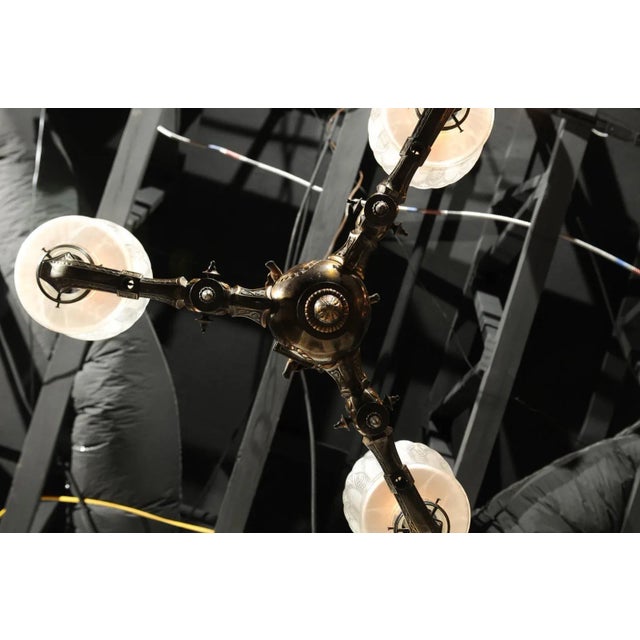19th Century French Three-Light Bronze and Baccarat Style Chandelier With Cherubs For Sale - Image 12 of 13
