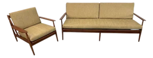 Mid-Century Modern Walnut Sofa & Arm Chair - Refinished!