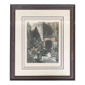 1940s Eugene Delcroix “Little Theatre Courtyard” Framed Platinum Color Photo Print