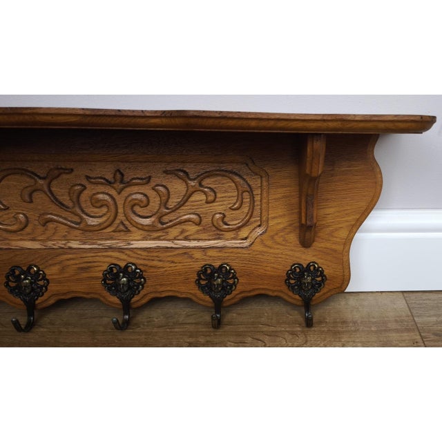 Vintage French Coat Rack in Oak For Sale - Image 5 of 9