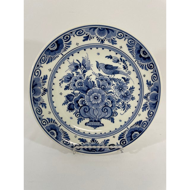 Vintage Mid 20th Century Blue and White Faience Delft Plate For Sale - Image 10 of 13