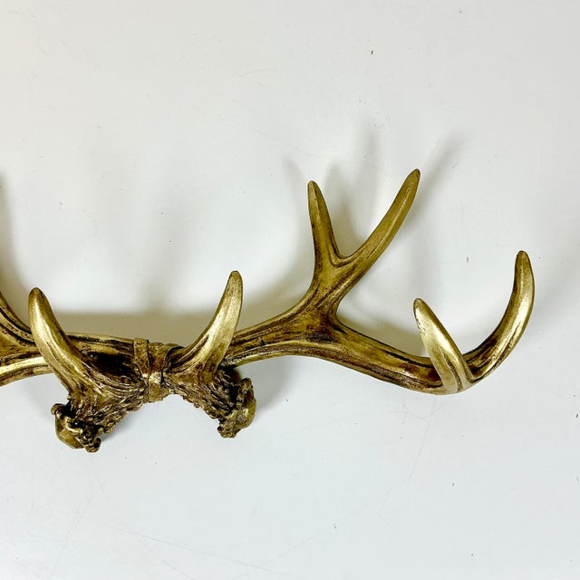 Vintage Rustic Adirondack Arts & Crafts Faux Antler Wall Mounted Hooks. For Sale - Image 6 of 11