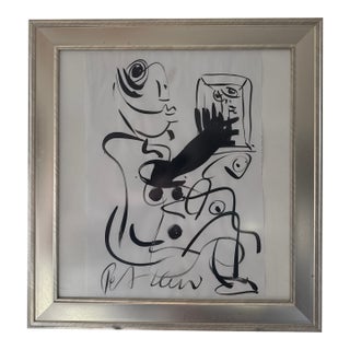 1970s Peter Keil “Miro in the Window” Abstract Cubist Painting For Sale