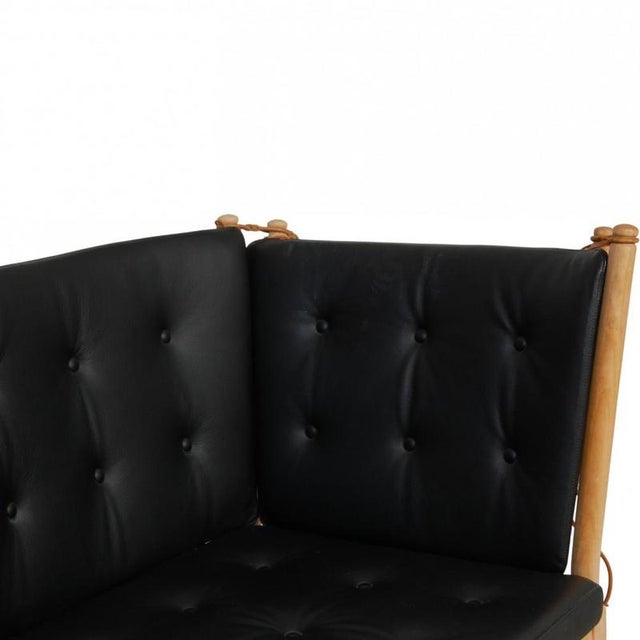Spoke-Back Sofa in Black Leather from Børge Mogensen, 1970s For Sale - Image 6 of 18