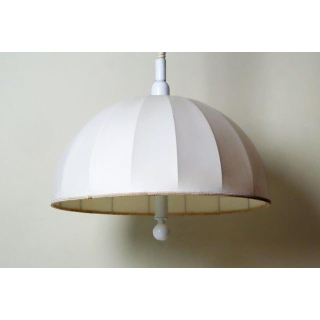 Swedish White Fabric Shade Height-Adjustable Pendant Lamp, 1980s For Sale - Image 10 of 16