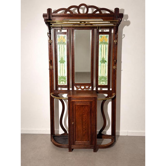 Metal Antique Art Nouveau Hall Stand with Mirror For Sale - Image 7 of 7