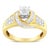 Contemporary 14K Two-Toned Gold Round, Baguette and Princess Cut Diamond Ring (1 1/8 Cttw, H-I Color, SI2-I1 Clarity) - Size 6 For Sale - Image 3 of 7