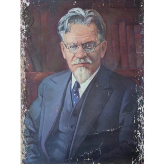 Mikhail Kalinin Portrait Painting, Socialist Realism Art, 1970s For Sale