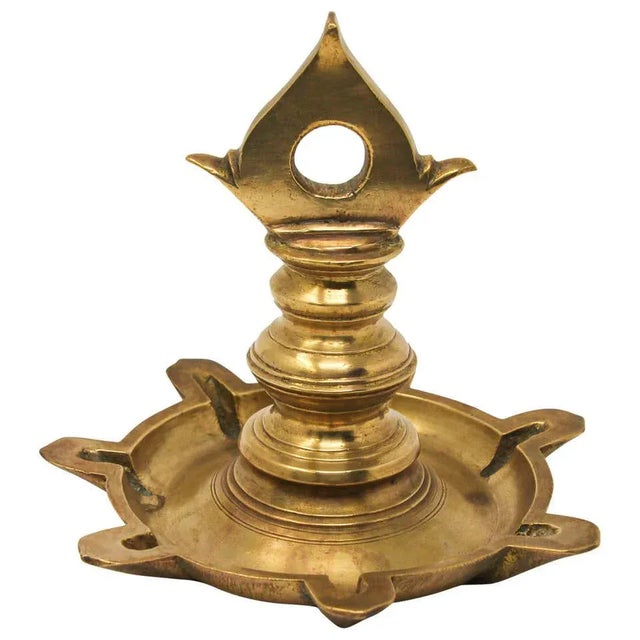 Brass Oil Lamp Traditional Temple Religious Asian Hindu Diya Art India 1900 For Sale - Image 13 of 13