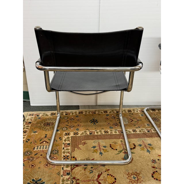 Mart Stam for Linea Veam 1970's S34 Leather Cantilever Armchairs , Set of 10 For Sale - Image 9 of 12