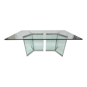 Leon Rosen Dining Table for Pace Collection Glass and Chrome