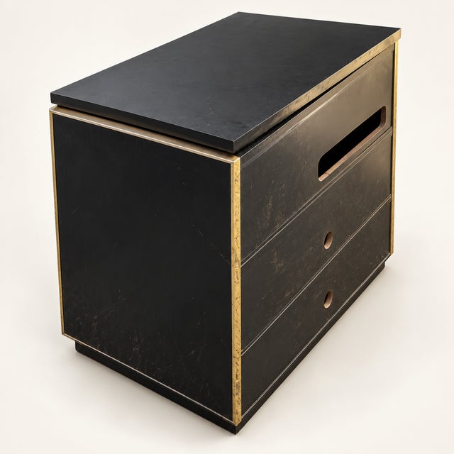 Vintage Black and Gold TV Cabinet in the style of Roche Bobois, 1970s For Sale - Image 4 of 5