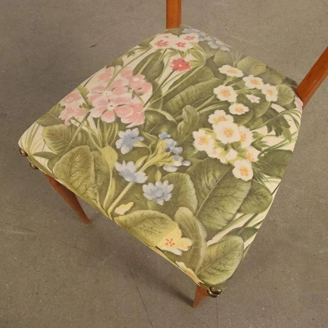 Wood Set of Vintage Chairs in Beech with Fabric Seats, Italy, 1960s For Sale - Image 7 of 10