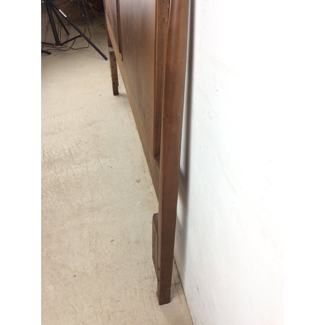 Mid Century Modern Walnut Headboard With Turned Wood Frame For Sale - Image 9 of 18