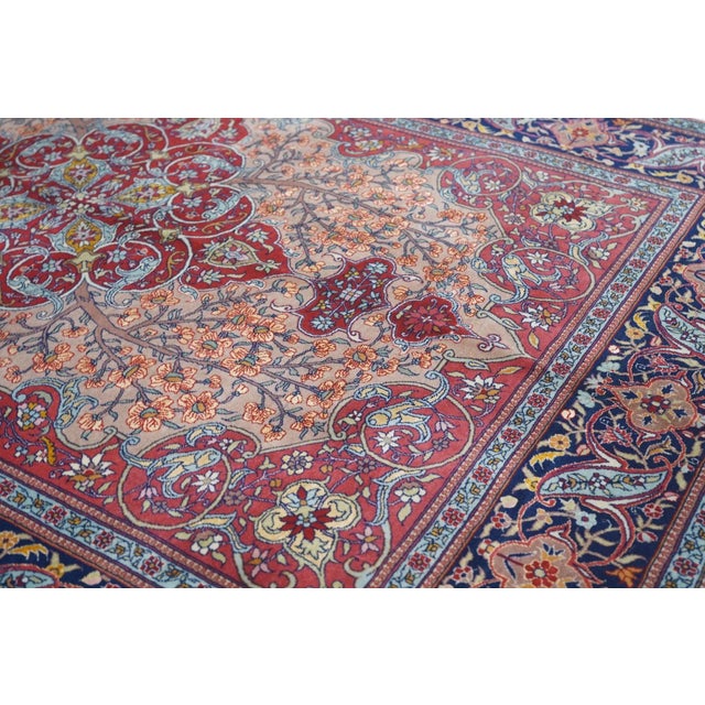Early 20th Century Extremely Fine Wntique Persian Tehran Wool Rug 4'7'' X 6'8'' For Sale - Image 5 of 10