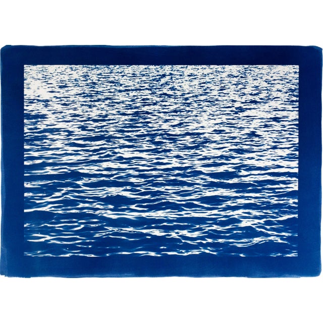 100x70cm/ Mediterranean Blue Sea Waves / Large Cyanotype Print on Watercolor Paper /Limited Edition / For Sale