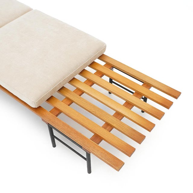 Bench with Wooden Slats and Cushions, 1960s For Sale - Image 10 of 15