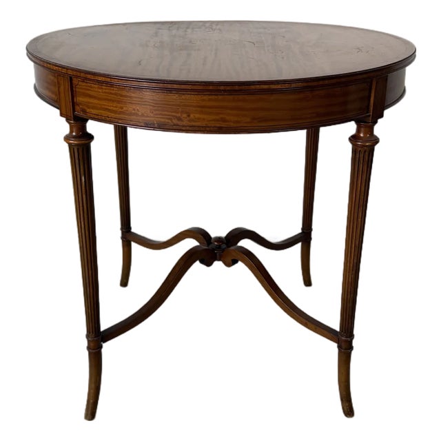 Antique French Neoclassical Flame Mahogany Round Side Table For Sale