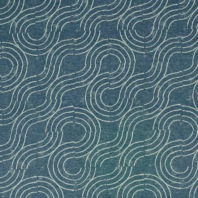 Sample - Schumacher Alma Indoor & Outdoor Fabric in Denim For Sale