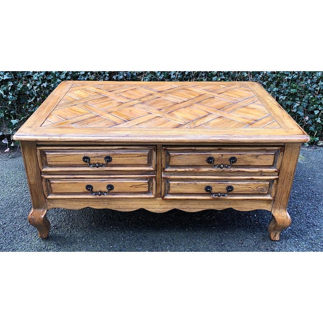 Schnadig Country French Parquet Top Coffee Table Chairish