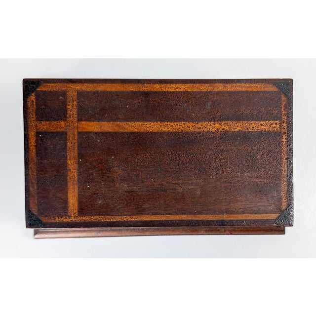 Early 20th Century Folk Art Inlaid Wood Dresser Box With Alligator Surface For Sale - Image 4 of 14