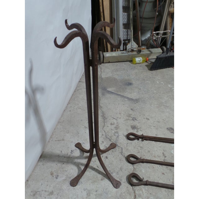 Fire Place Tool Set Hand Forged For Sale - Image 4 of 8