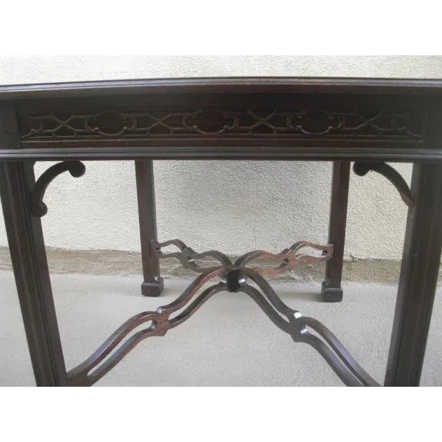 1980s Drexel Heritage Chippendale Side Table With Fretwork Details For Sale - Image 9 of 13