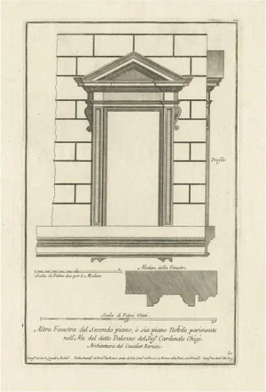 De Rossi, Window of Palazzo Chigi, Rome, 1710, Print