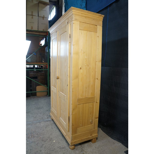Brown Antique European Farmhouse Pine Knockdown Armoire Linen Press Larder Cupboard For Sale - Image 8 of 18