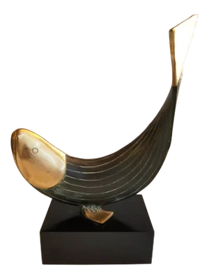Late 20th Century Dolbi Cashier Brass Whale Sculpture