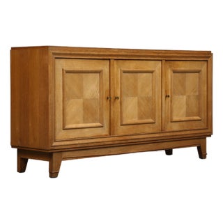 1940s French Art Deco Oak Sideboard, Three-Door Design, Sturdy Storage For Sale