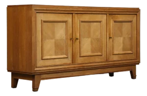 1940s French Art Deco Oak Sideboard, Three-Door Design, Sturdy Storage