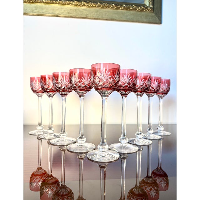 Vintage Liquor Glasses in Saint Louis Crystal, 1920s, Set of 9 For Sale - Image 6 of 18