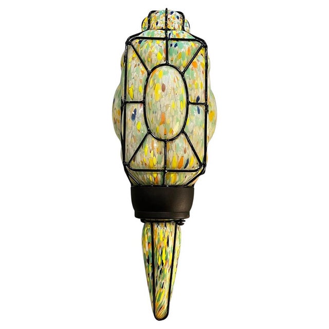 Polychrome Murano Glass Wall Lamp with Black Metal Frame, Italy, 1980s For Sale - Image 10 of 10