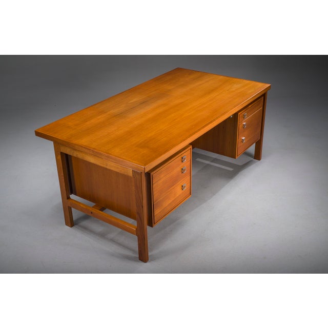 Brown Danish Modern Executive Teak Desk by Arne Vodder for H.P. Hansen, 1960s For Sale - Image 8 of 18