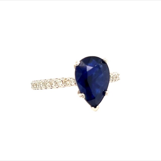 2010s Sapphire Diamond Ring Size 6.5 14k Gold 2.77 TCW Certified For Sale - Image 5 of 11