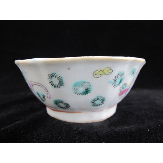 Early 20th Century Chinese Porcelain Enamel Koi Fish & Flower Turquoise Center Nyonya Bowl For Sale - Image 5 of 6