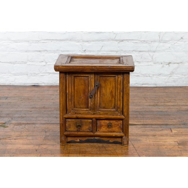 Early 20th Century Chinese Elmwood Bedside Cabinet with Weathered Patina For Sale - Image 9 of 13