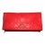 Chanel Red Quilted Leather CC Fold Over Clutch For Sale