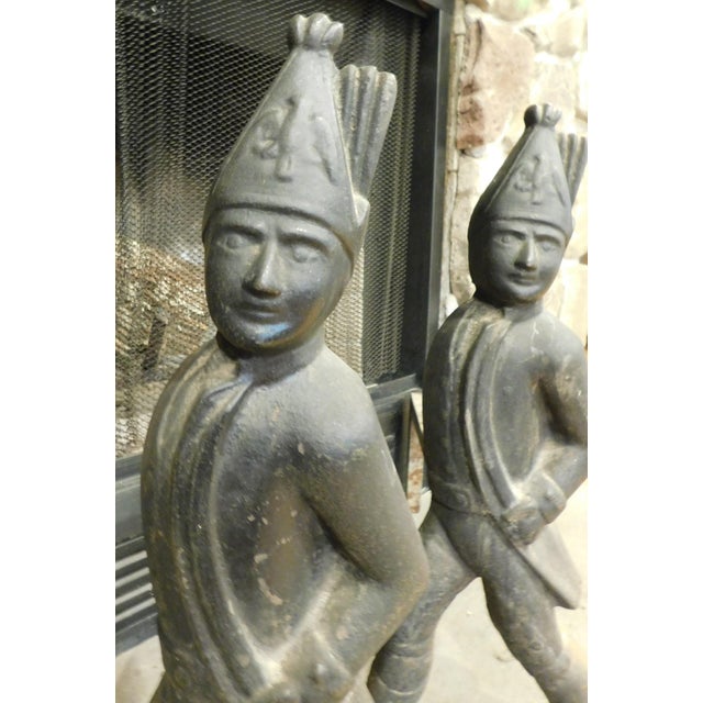Pair of Hessian Soldier Cast Iron Fireplace Andirons 18th Century For Sale In Providence - Image 6 of 17