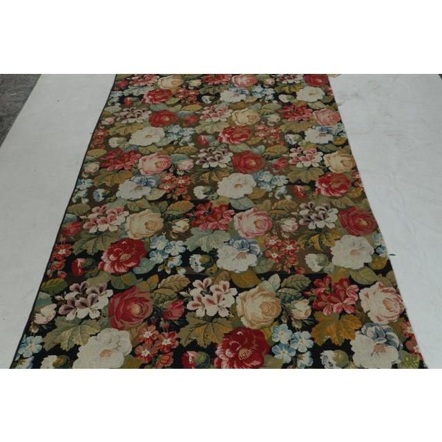 Traditional Late 19th Century Antique Needlepoint Rug in With Red and Green Floral Patterns - by Rug & Kilim For Sale - Image 3 of 6