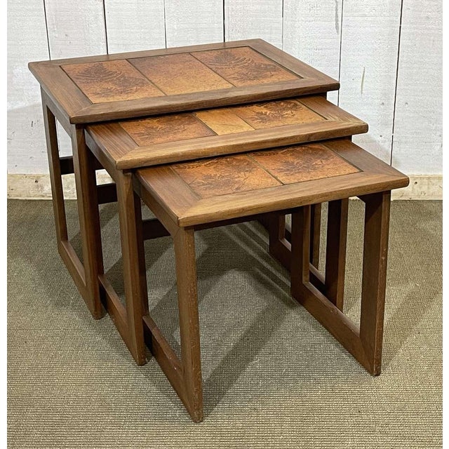 Nesting Tables in Teak with Tiled Tops, 1970s, Set of 3 For Sale - Image 3 of 11