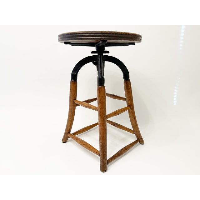 Antique Industrial Stool Engineers Drafting Stool Wood, 1900s | Chairish
