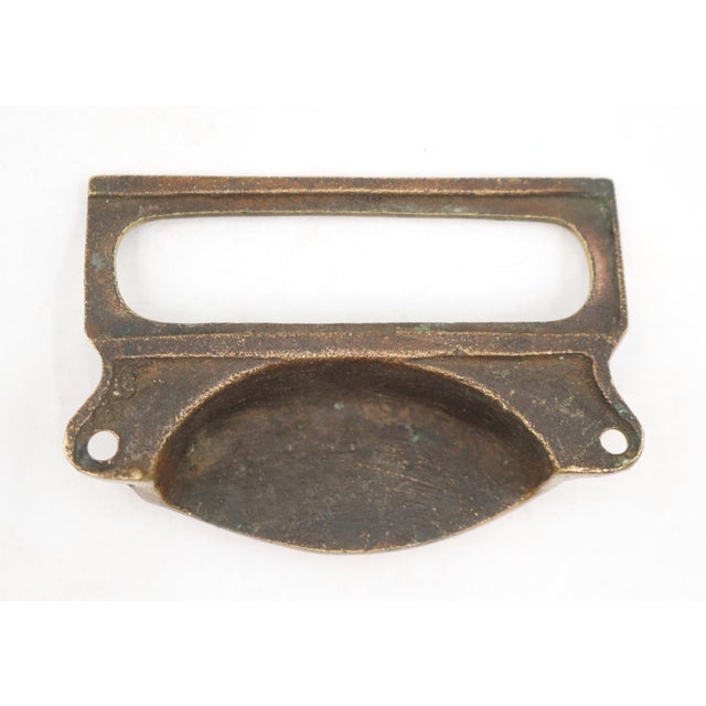 Antique c.s.c Brass Bin Drawer Pull With Label Slot For Sale - Image 4 of 4