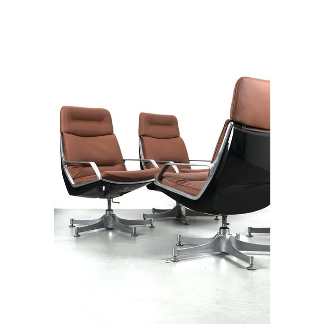 Set of 4 very rare jorge zalzupin high ‘commander’ conference chairs, designed in the 60s for l’atelier, brasil. Beautiful...