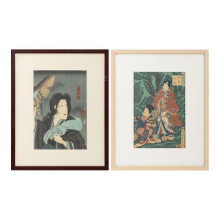 Utagawa School Figural Woodblock Prints, 2 For Sale