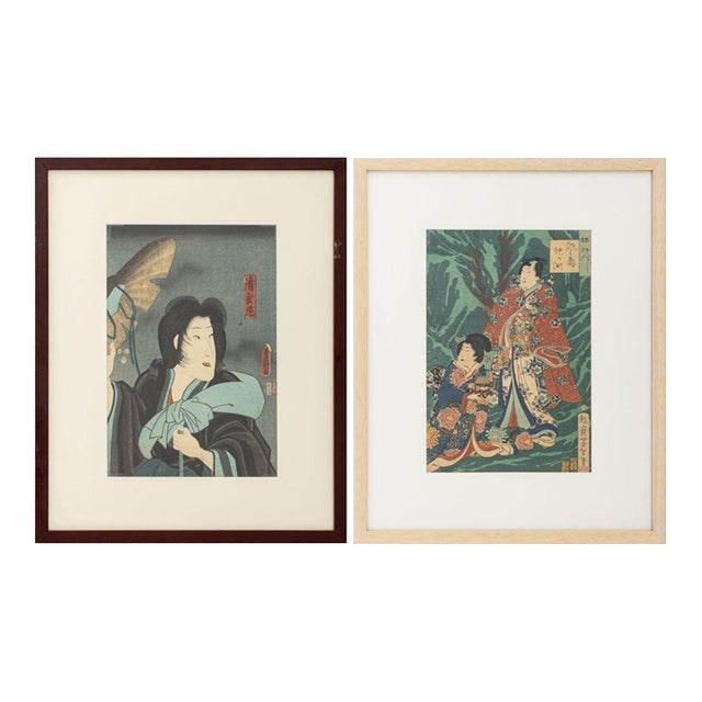 Utagawa School Figural Woodblock Prints, 2 For Sale