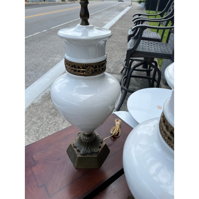 1960s Mid-Century Modern Porcelain Lamps - a Pair For Sale - Image 4 of 6