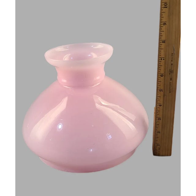 Vintage Late 20th Century Pink Glass Student Oil Lamp Shade For Sale - Image 6 of 7